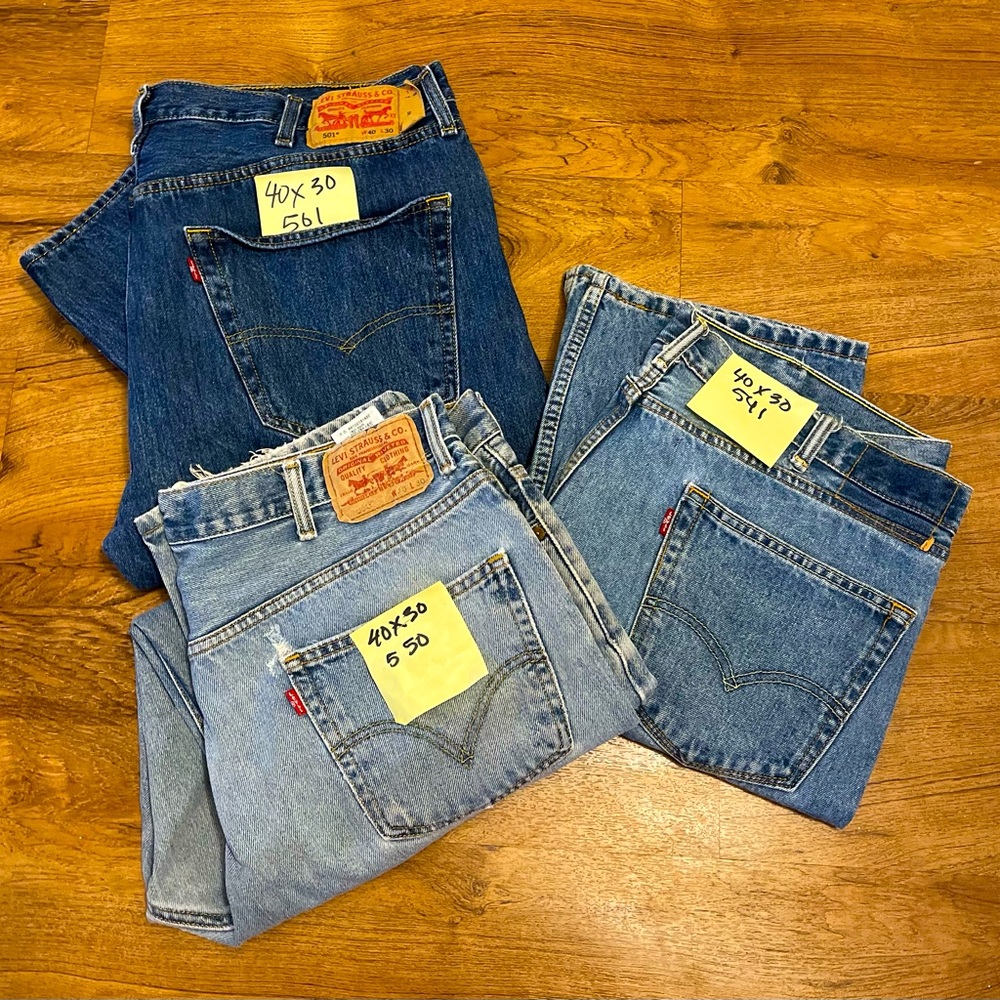 Levi's Jeans 40x30 3-pairs 550 Distressed, 541 Med Wash & 501 Dk  Wash